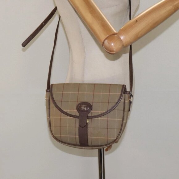 Burberrys Nova Check Shoulder Bag Canvas Beige Gold Auth BA2319 - Picture 3 of 16
